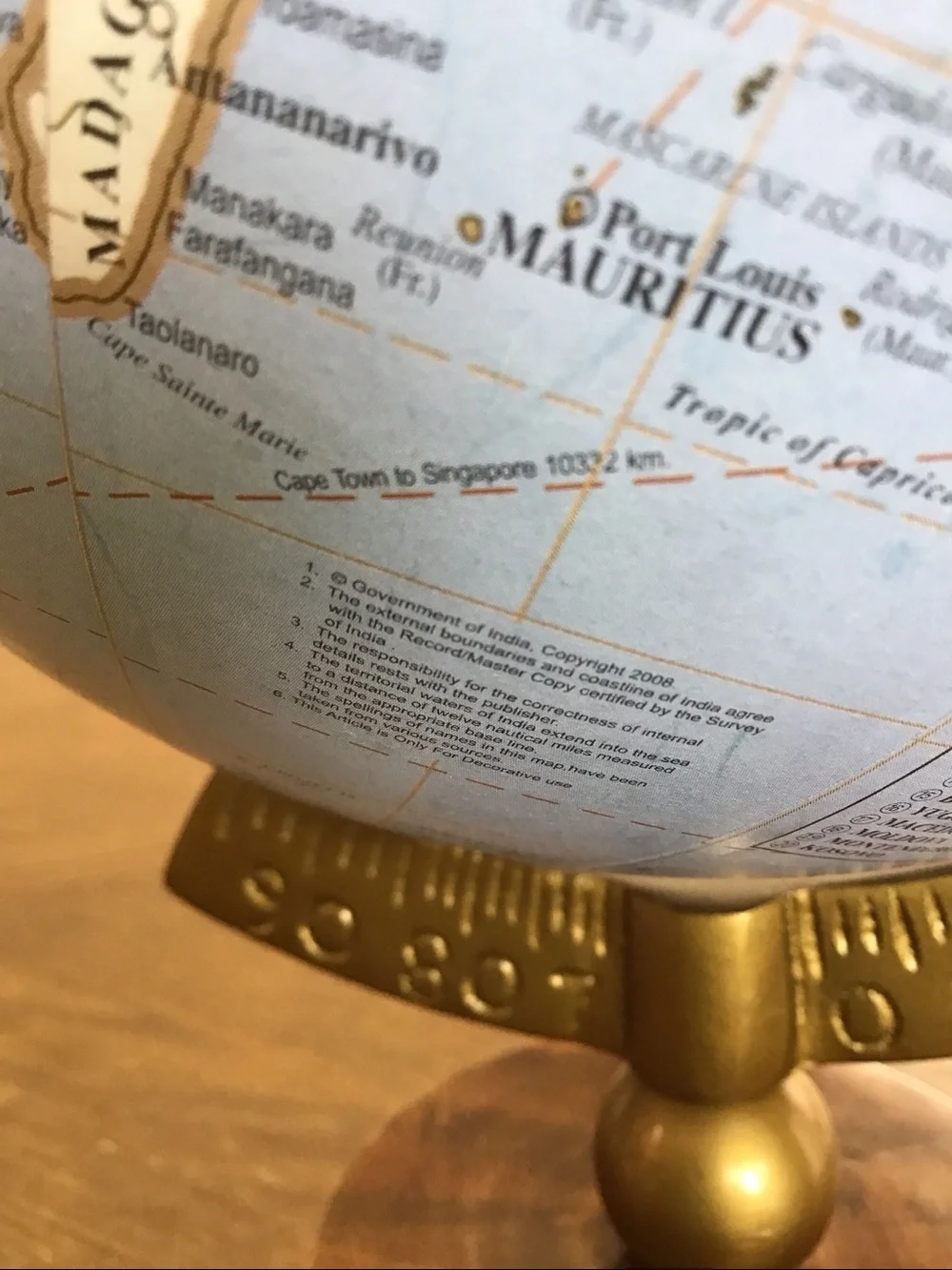 World desktop Globe On Wooden Base from India